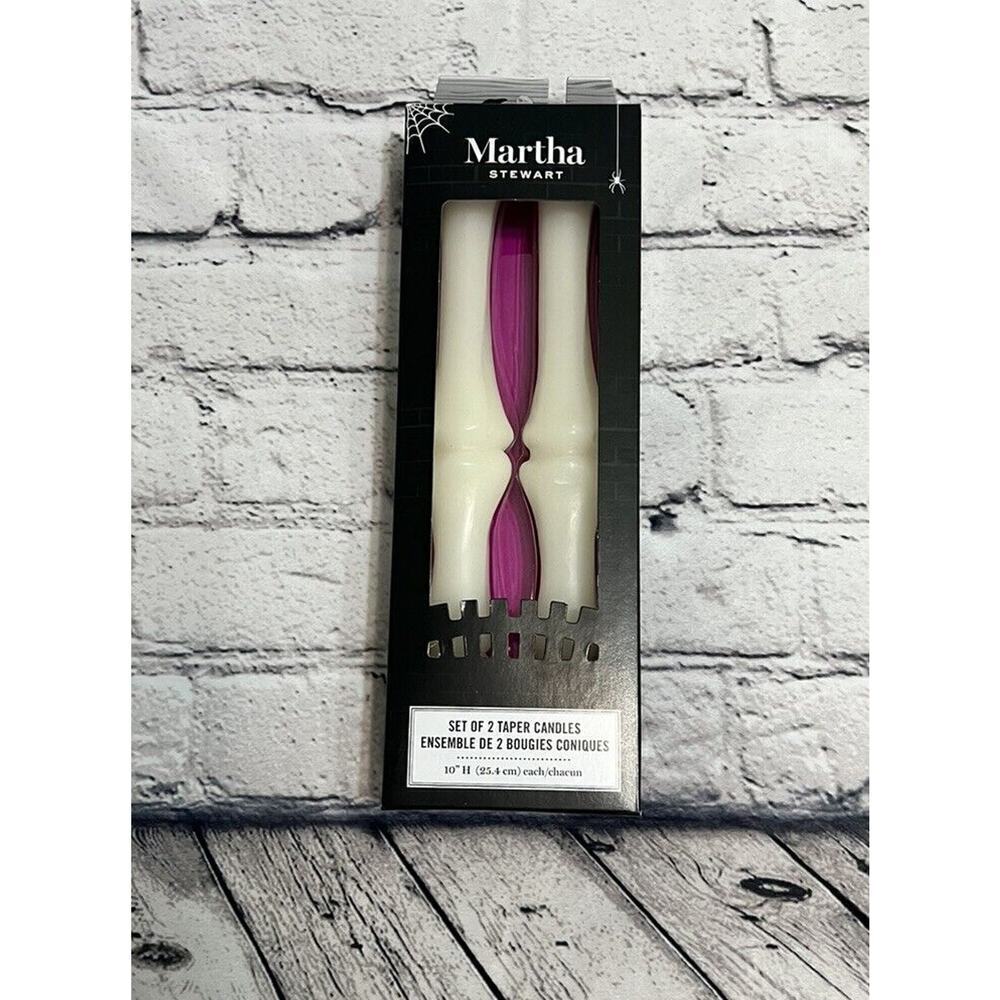 Martha Stewart Halloween Skeleton bones 10 inch white taper candles - NIP